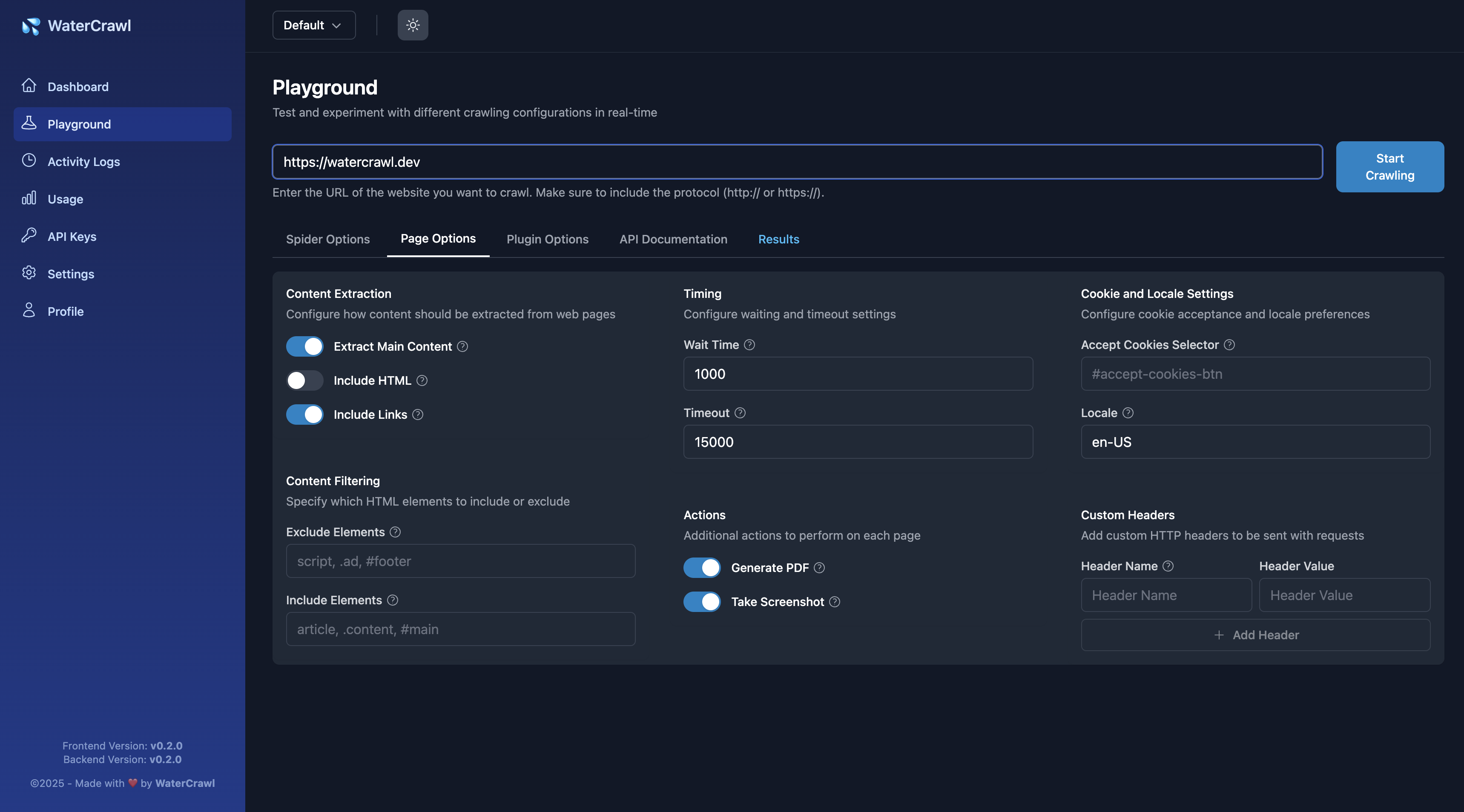 Playground Interface